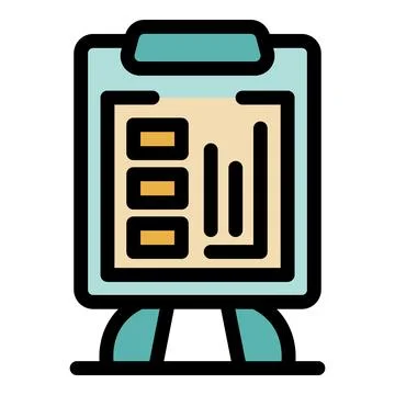 Flip chart showing statistics and business data analysis results Stock Illustration