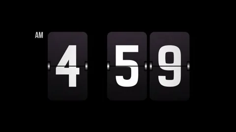 Flip Clock Animation Showing 5 AM Morning Time Video stock 318426118