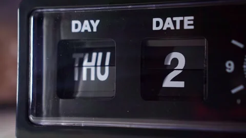 Flip clock changing date numbers, time management and calendar concept Stock Footage 344012070