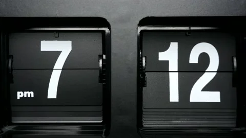 Flip clock Startime 07.00 pm. Stock Footage 147701784
