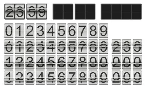Flip clock template with numbers in different situations for individual setup Stock Illustration