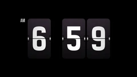 Flip Clock Timer Animation 7 00 AM Dark Background Stock Footage 319897122