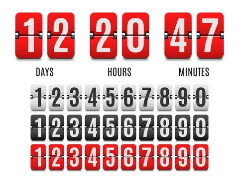 Flip countdown clock counter count down flip board Stock Illustration