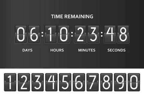 Flip countdown clock counter timer. Time remaining count down board with Stock-Illustration