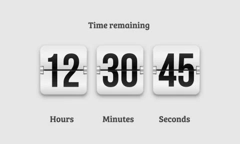 Flip countdown clock counter timer. Vector time remaining count down flip boa Stock Illustration