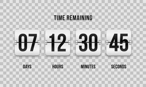 Flip countdown clock counter timer. Vector time remaining count down flip boa Stock Illustration