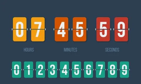 Flip countdown clock counter vector timer Stock Illustration