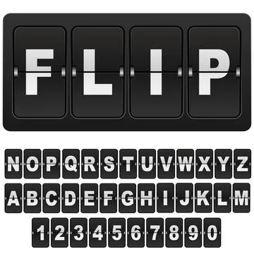 Flip countdown digital calendar clock numbers and letters. for your design Stock Illustration