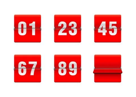 Flip countdown red clock with two-digit numbering Stock Illustration