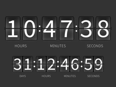 Flip countdown timer, hourly schedule 스톡 일러스트