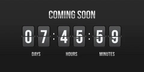 Flip countdown vector coming soon counter Illustrazione stock
