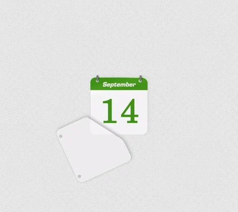 Flip date 13 to 14 September daily calendar page icon isolated Stock Footage 341559617