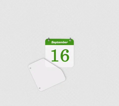 Flip date 15 to 16 September daily calendar page icon isolated Stock Footage 341559623