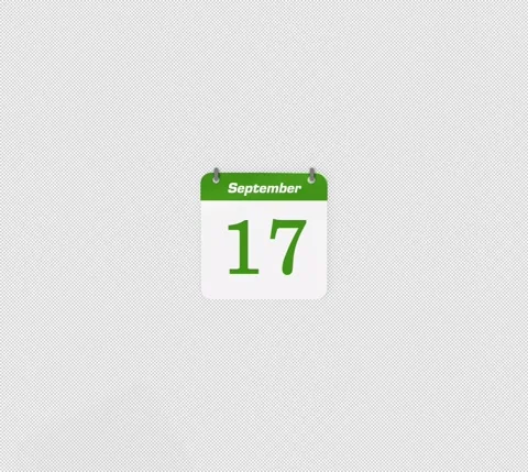 Flip date 16 to 17 September daily calendar page icon isolated Stock Footage 341559639