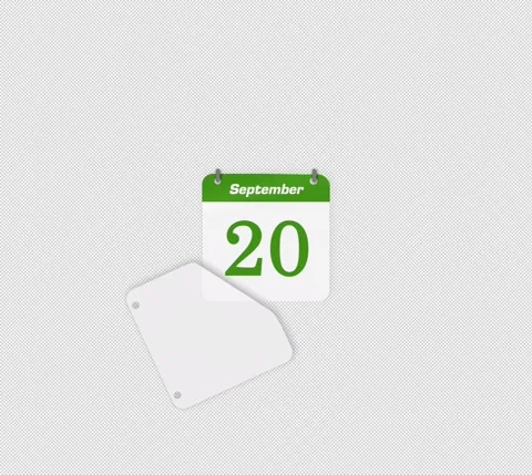 Flip date 19 to 20 September daily calendar page icon isolated Stock Footage 341559663