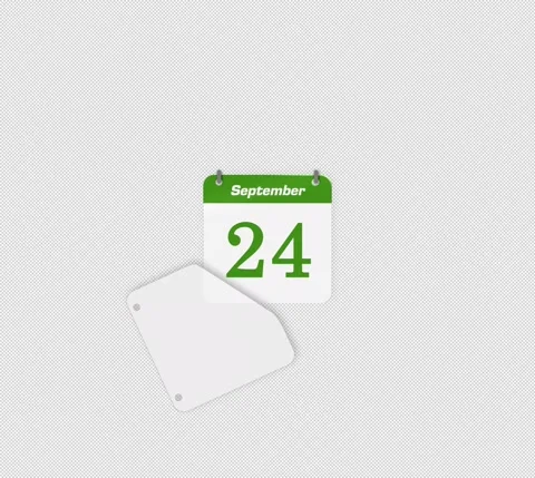 Flip date 23 to 24 September daily calendar page icon isolated Stock Footage 341559728