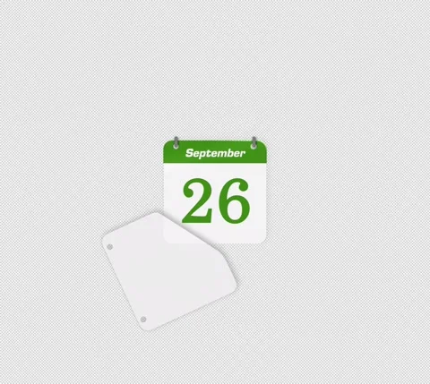 Flip date 25 to 26 September daily calendar page icon isolated Stock Footage 341559772