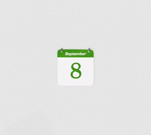 Flip date 7 to 8 September daily calendar page icon isolated Stock Footage 341559554