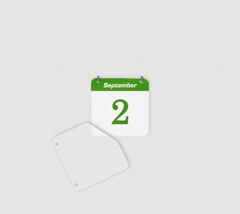 Flip date September 1 to 2 daily calendar page icon isolated Stock Footage 341559511