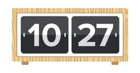 Flip desk clock vector icon flat isolated Stock Illustration