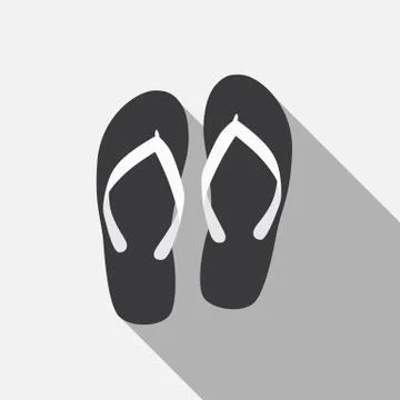Flip Flop Flat Icon with Long Shadow, Vector Illustration 스톡 일러스트