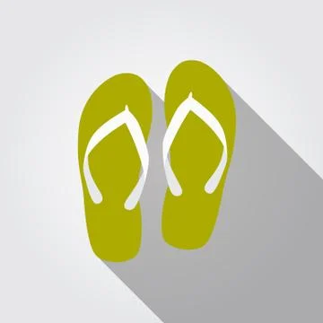 Flip Flop Flat Icon with Long Shadow, Vector Illustration 스톡 일러스트