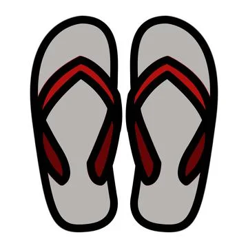Flip flop Icon in Flat Outline Style. Isolated on White Background Stock Illustration