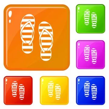 Flip flop icons set vector color 스톡 일러스트