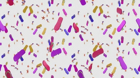 Flip Flop thongs transparent loop tile Falling with alpha channel. This is a Stock Footage 302375770