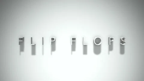 Flip flops 3D title animation with shadows on a white background Stock Footage 296847469