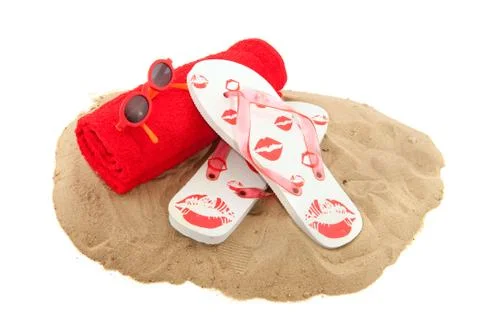 Flip flops on the beach Foto stock