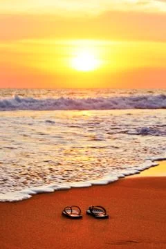 Flip flops on the beach Stock-Fotos