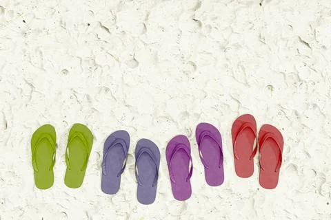 Flip flops on beach sand Stock Illustration