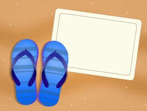 Flip flops on the beach in summer Stock Illustration