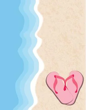 Flip Flops on the Beach VECTOR Stock Illustration