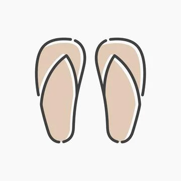 Flip flops cartoon flat line art. Illustrazione stock