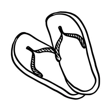 Flip flops doodle style vector illustration isolated on white background Illustrazione stock