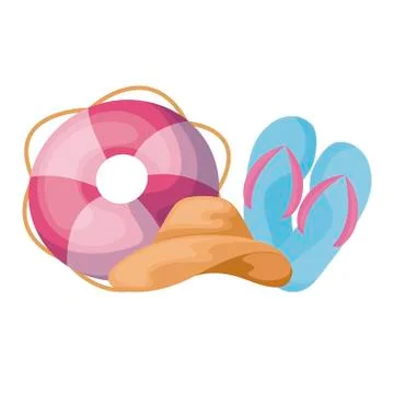 Flip flops with float protection and hat female Stock Illustration