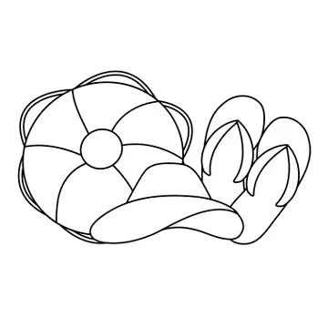 Flip flops with float protection and hat female Stock Illustration