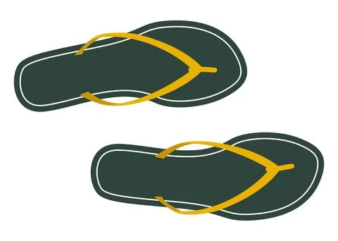 Flip flops green simple summer beach for resort. Pair of shoes for leisure... Stock Illustration