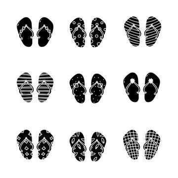 Flip flops hand drawn solid icon vector illustration Stock Illustration