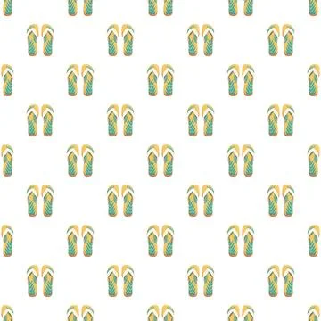 Flip flops holiday pattern with tropical leaves design Stock Illustration