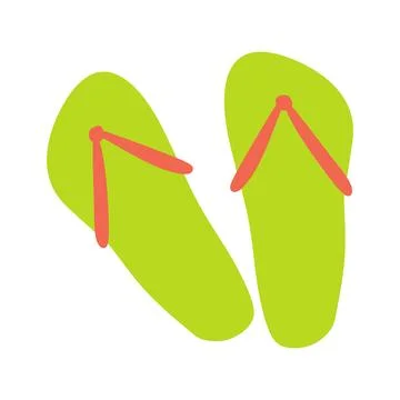 Flip flops Isolated on White background. Flat Icon design, Vector Summer Shoe Stock Illustration