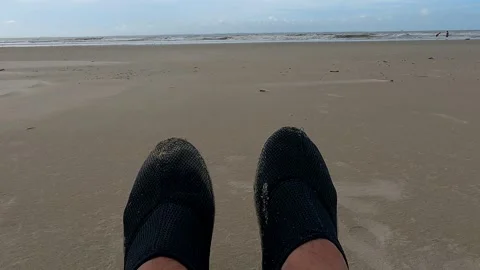 Flip-Flops Left Behind on the Shoreline Stock Footage 301732551