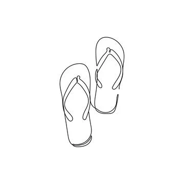 Flip flops. One line drawing style. Stock Illustration