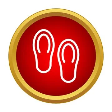 Flip flops outline icon inside red button Illustrazione stock