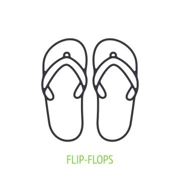 Flip-flops outline icon. Vector illustration. Beach shoes for summer time. Stock Illustration