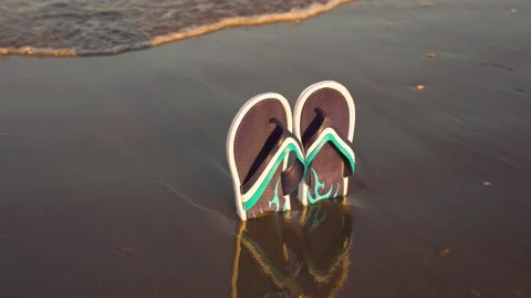 Flip Flops Sand Stock Video Footage Royalty Free Flip Flops Sand