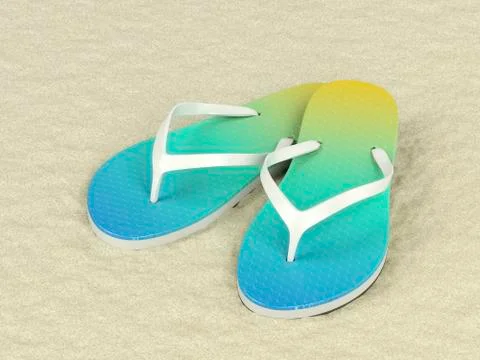 Flip flops on sand Stock Illustration