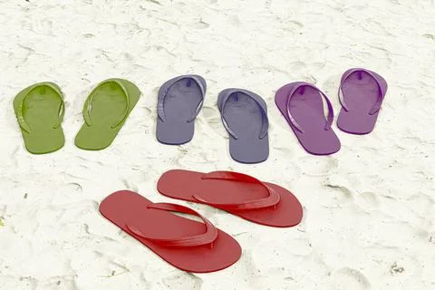 Flip flops on sand Stock Illustration